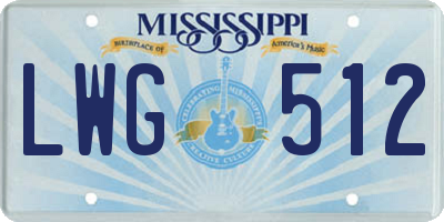 MS license plate LWG512