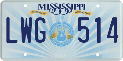 MS license plate LWG514