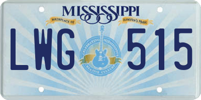 MS license plate LWG515