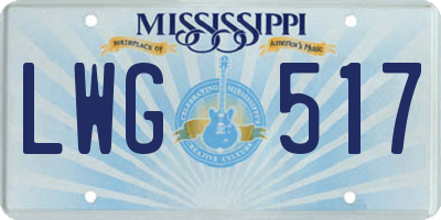 MS license plate LWG517