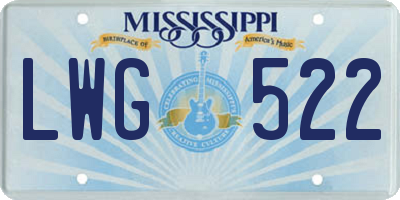 MS license plate LWG522