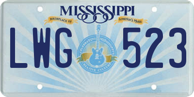 MS license plate LWG523