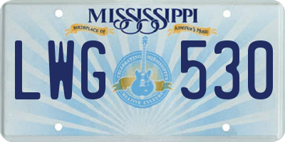 MS license plate LWG530