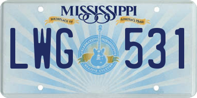 MS license plate LWG531