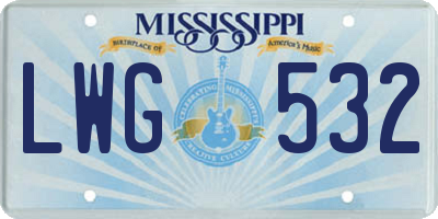 MS license plate LWG532