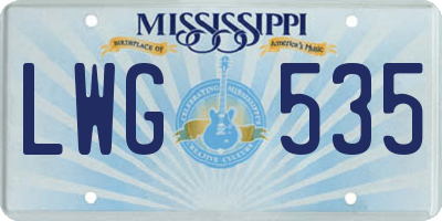 MS license plate LWG535