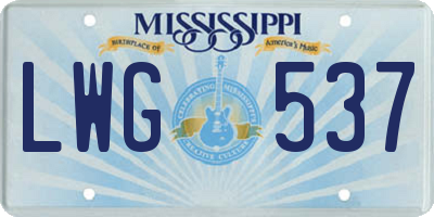 MS license plate LWG537