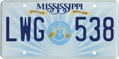 MS license plate LWG538