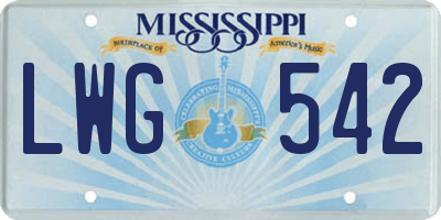 MS license plate LWG542