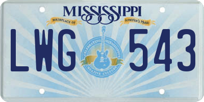 MS license plate LWG543