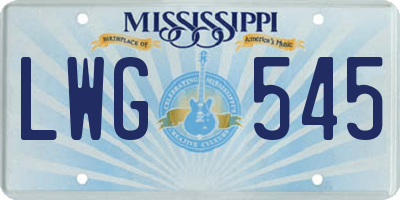 MS license plate LWG545
