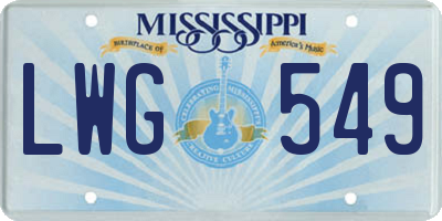 MS license plate LWG549