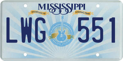 MS license plate LWG551