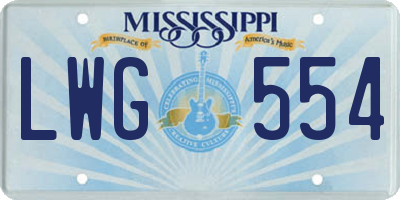 MS license plate LWG554