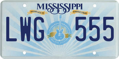 MS license plate LWG555