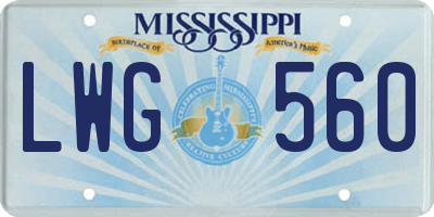 MS license plate LWG560