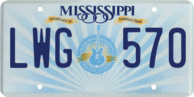 MS license plate LWG570