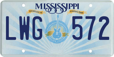 MS license plate LWG572