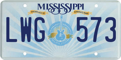 MS license plate LWG573
