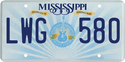 MS license plate LWG580
