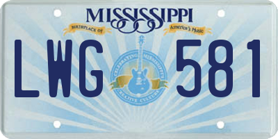 MS license plate LWG581
