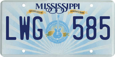 MS license plate LWG585