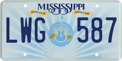 MS license plate LWG587