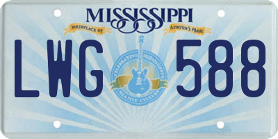 MS license plate LWG588