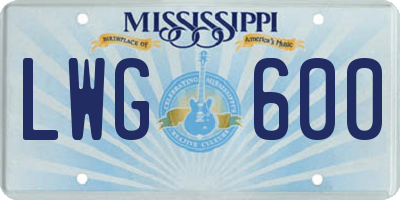 MS license plate LWG600