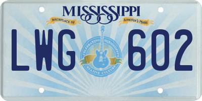 MS license plate LWG602
