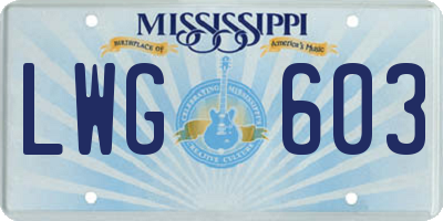 MS license plate LWG603