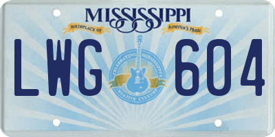 MS license plate LWG604