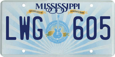 MS license plate LWG605