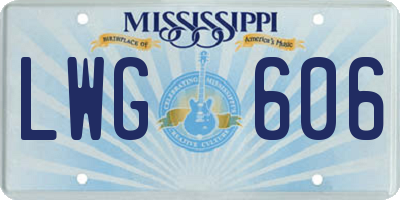 MS license plate LWG606