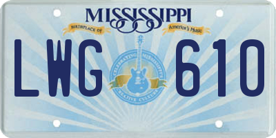 MS license plate LWG610