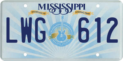 MS license plate LWG612