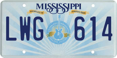 MS license plate LWG614