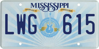 MS license plate LWG615