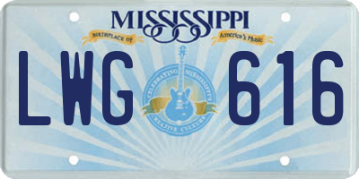 MS license plate LWG616