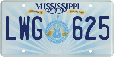 MS license plate LWG625