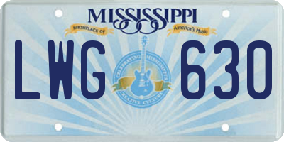 MS license plate LWG630