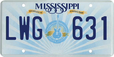 MS license plate LWG631