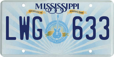 MS license plate LWG633