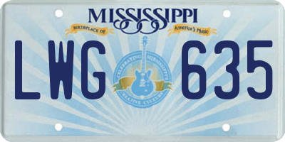 MS license plate LWG635