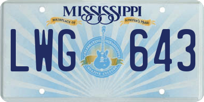 MS license plate LWG643