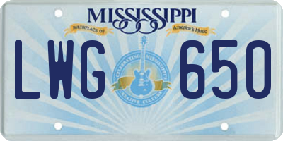 MS license plate LWG650