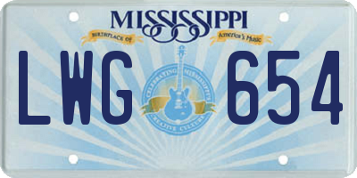 MS license plate LWG654