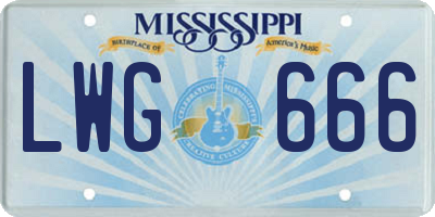 MS license plate LWG666
