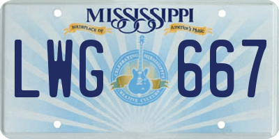 MS license plate LWG667