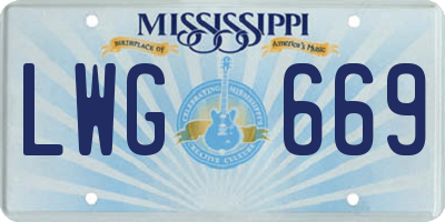MS license plate LWG669